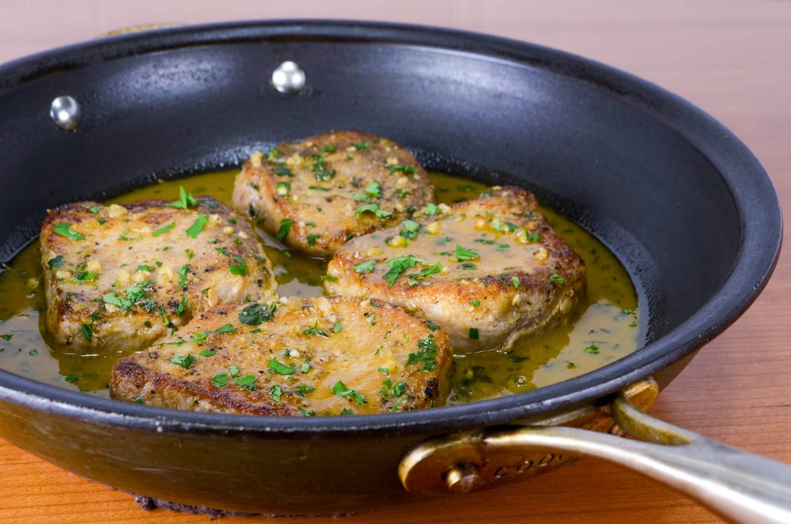 Thick Cut Pork Chops with Herb Garlic Pan Sauce