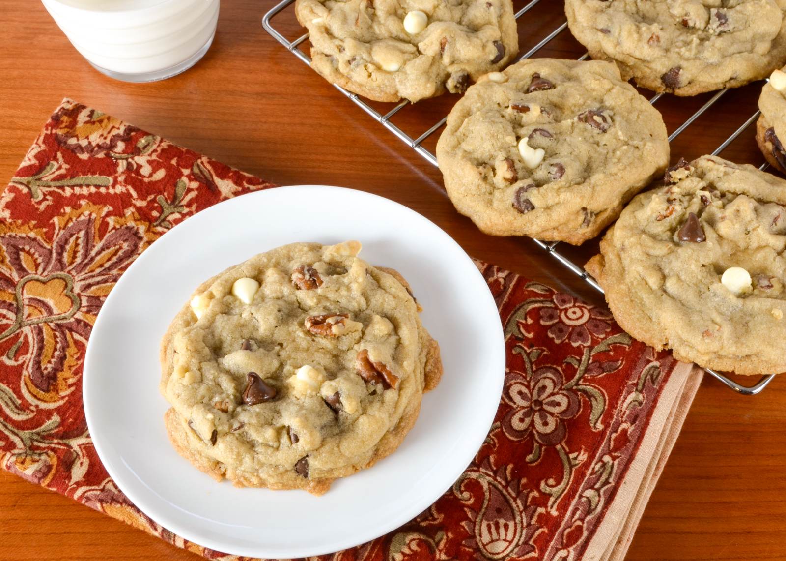 Thick and Chewy Black and White Chocolate Chip Cookies with Pecans