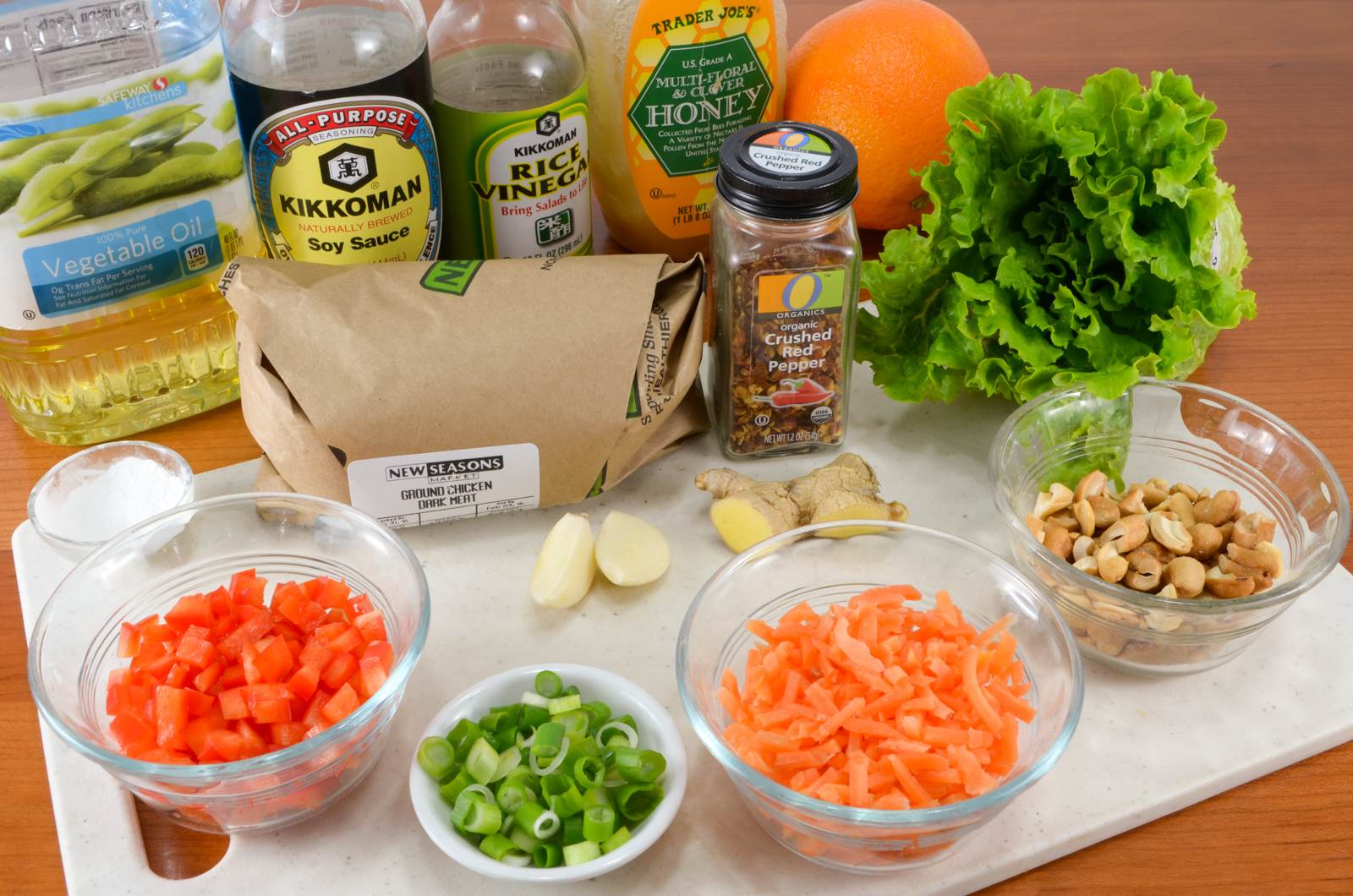 Orange-Ginger Chicken and Cashew Lettuce Wraps