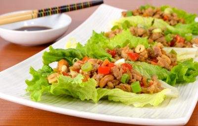 Orange-Ginger Chicken and Cashew Lettuce Wraps