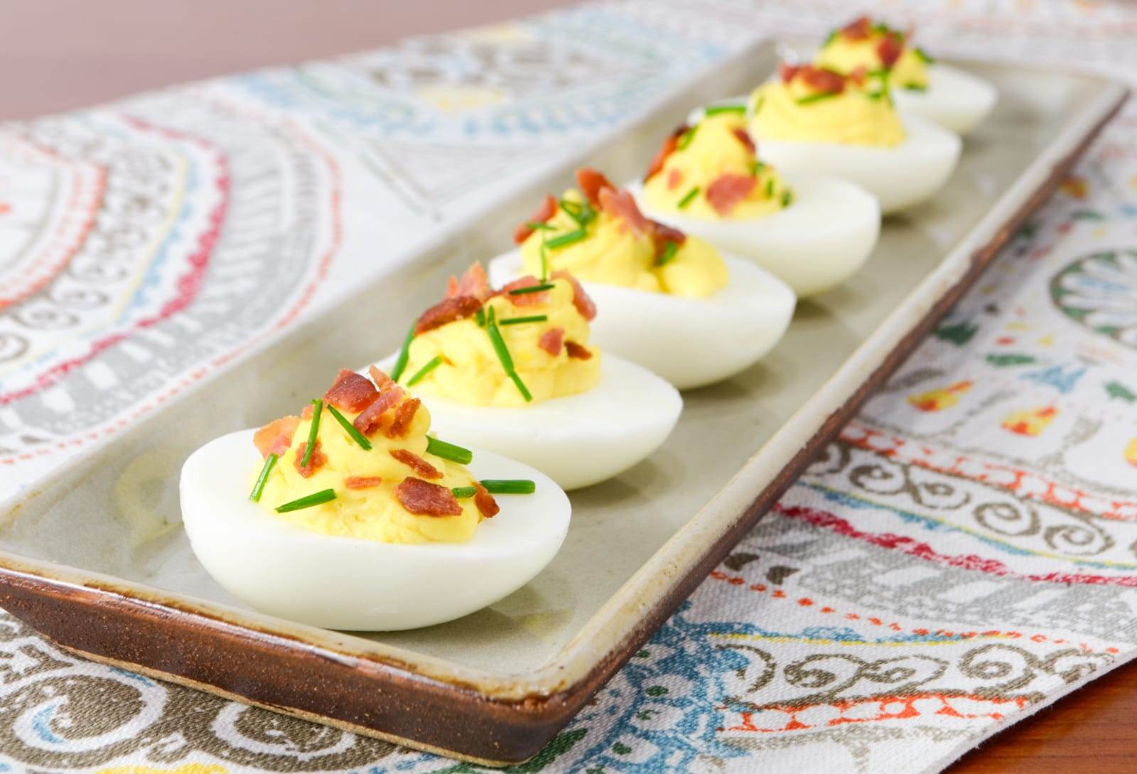 Deviled Eggs with Bacon and Chives