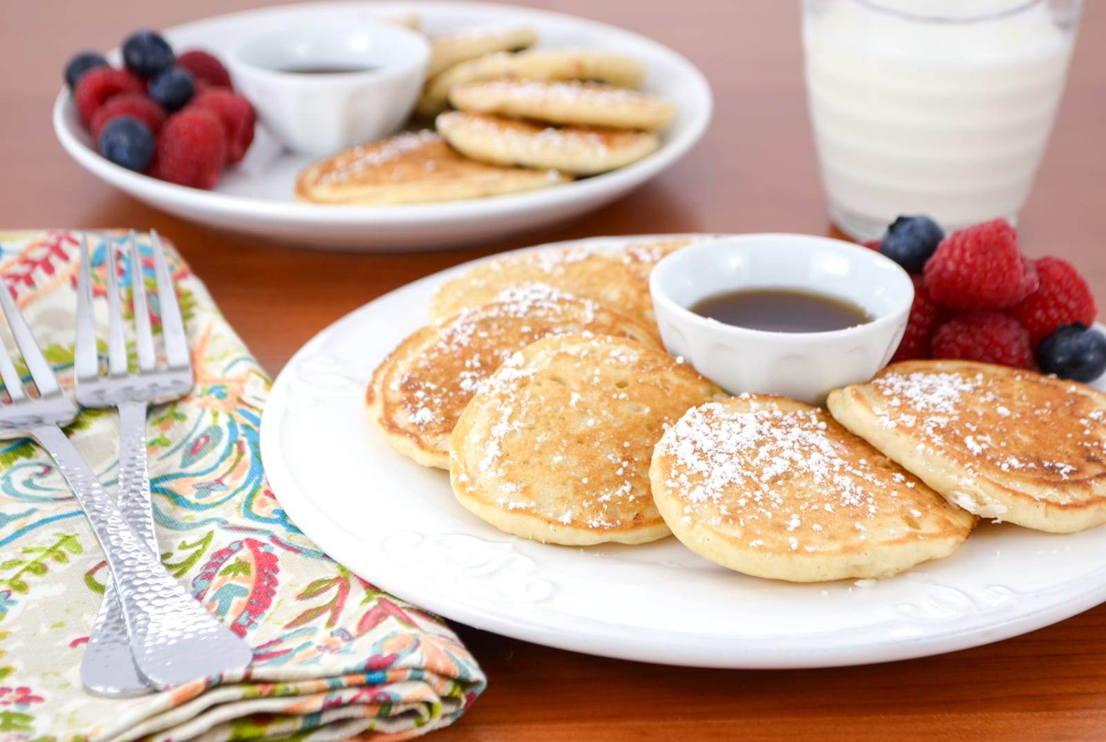 Mini Pancakes with Fruit, Coconut, and Chocolate