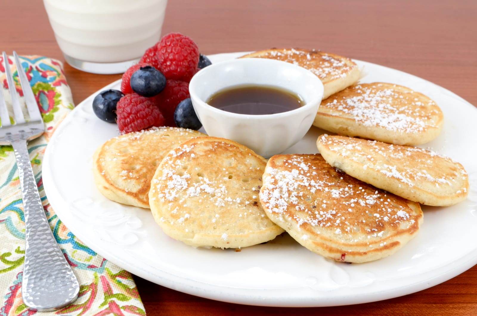 Mini Pancakes with Fruit, Coconut, and Chocolate