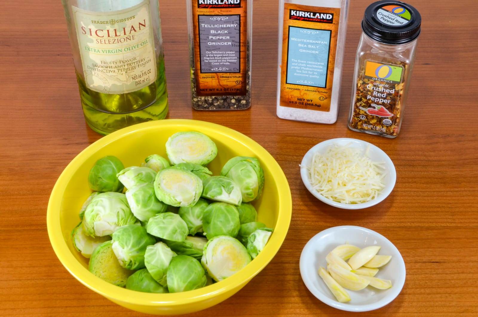 Roasted Brussels Sprouts with Garlic Slivers and Parmesan