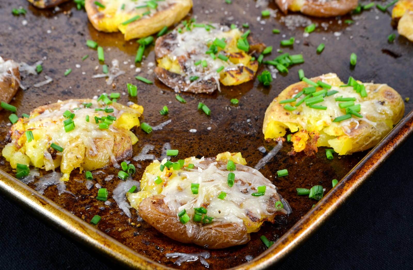 Parmesan Chive Smashed Potatoes