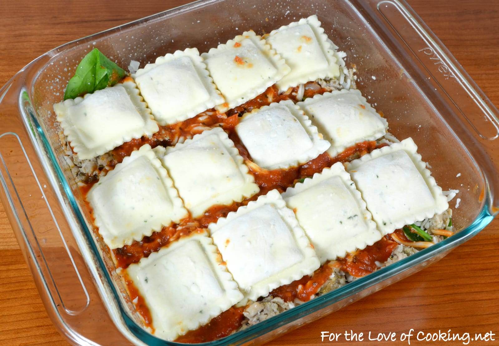 Ravioli Lasagna with Chicken Italian Sausage and Spinach