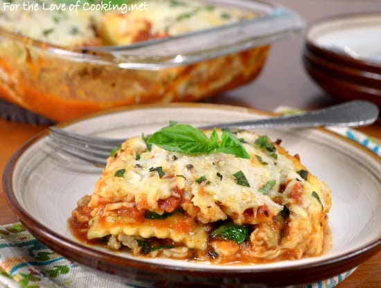 Ravioli Lasagna with Chicken Italian Sausage and Spinach | For the Love ...