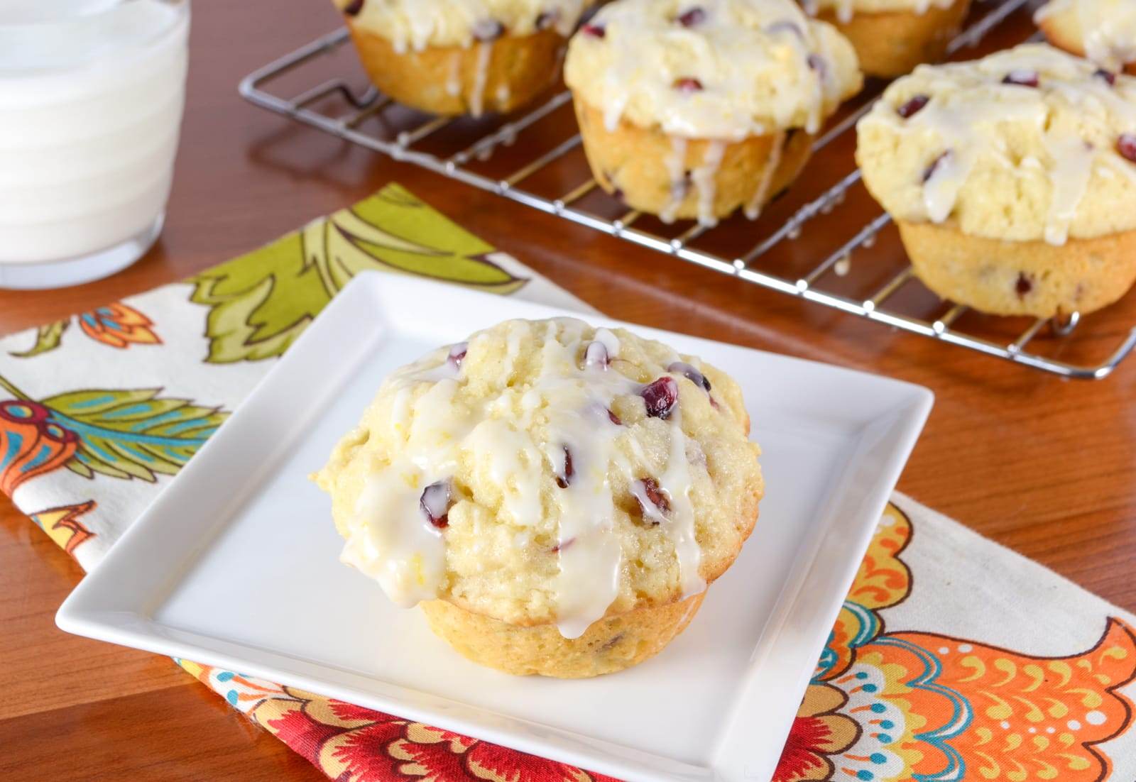 Lemon Pomegranate Muffins with Lemon Glaze