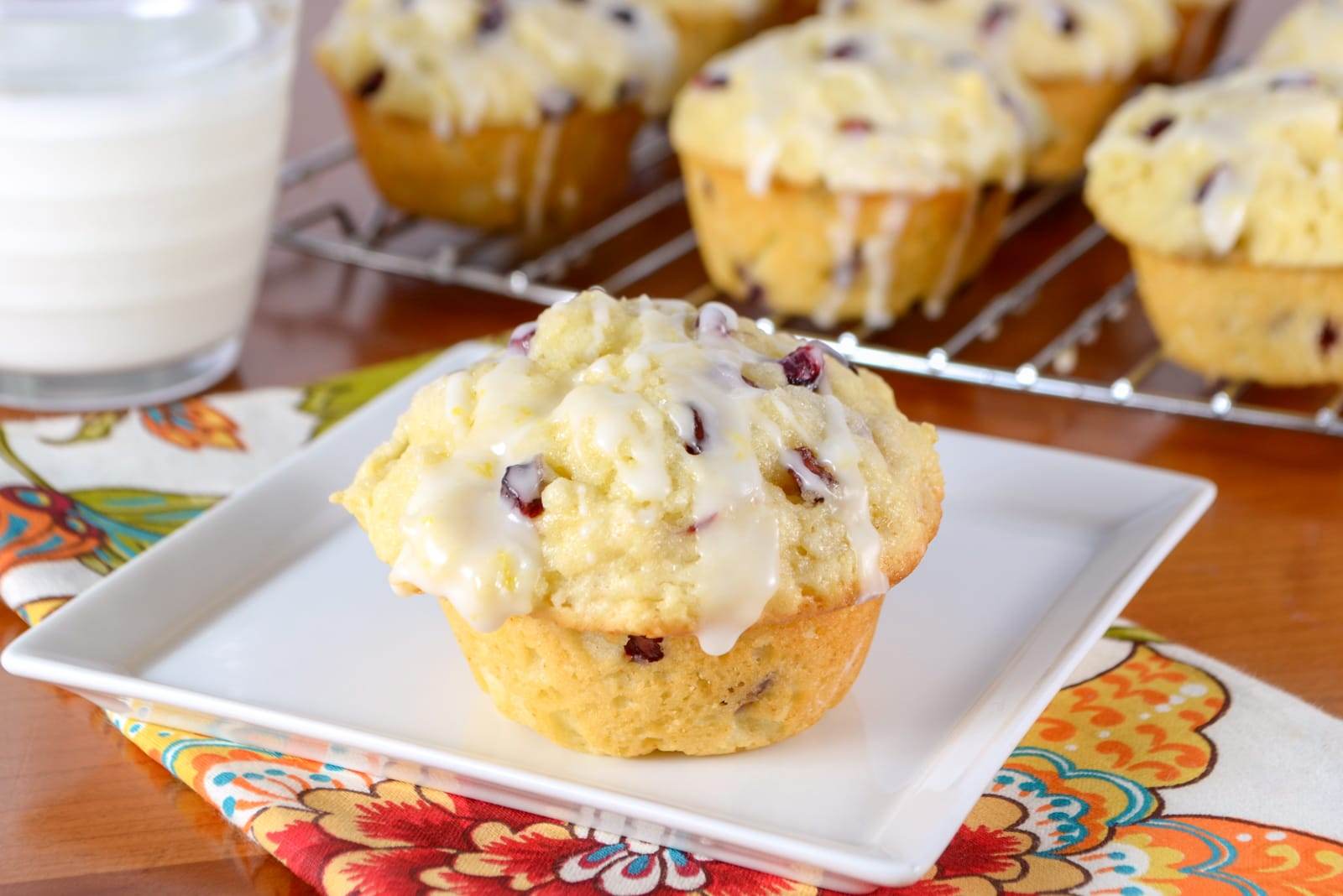 Lemon Pomegranate Muffins with Lemon Glaze