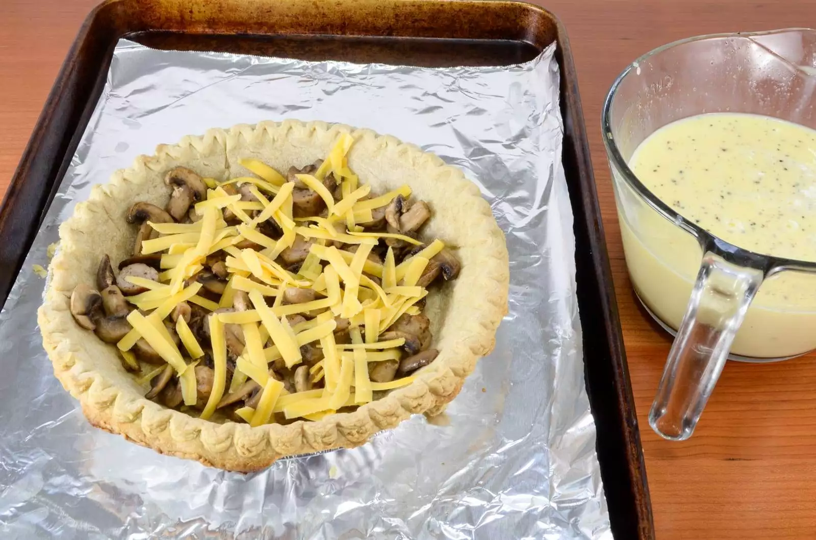 Sausage, Mushroom, and Cheddar Quiche