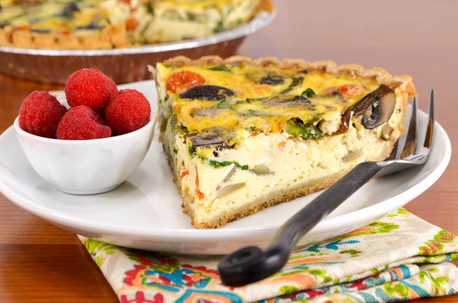 Roasted Vegetable Quiche with Spinach and Sharp Cheddar