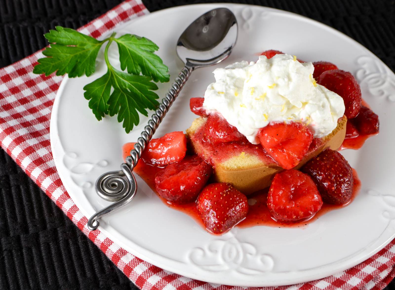 Strawberry Topped Pound Cake with Lemon Whipped Cream