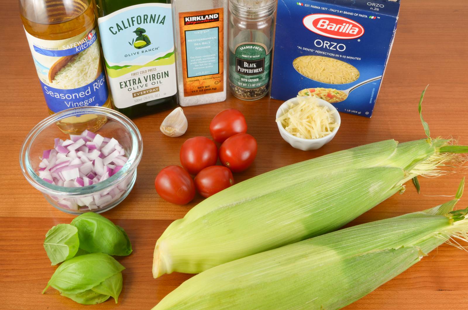 Grilled Corn and Orzo Salad with Tomatoes and Basil