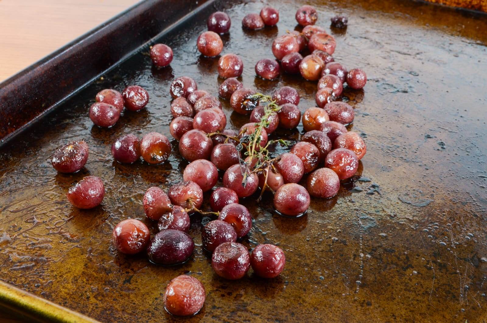 Roasted Grape and Brie Crostini