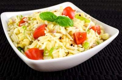 Grilled Corn and Orzo Salad with Tomatoes and Basil