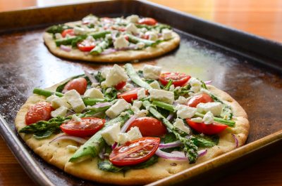 Veggie Flatbread Pizza with Feta Cheese