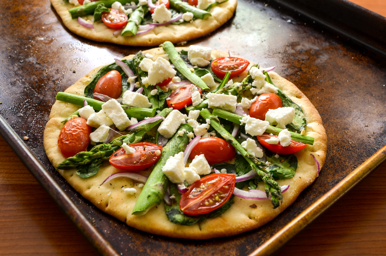 Veggie Flatbread Pizza with Feta Cheese