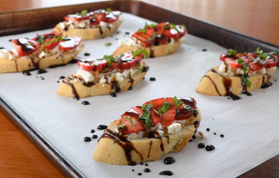 Strawberry and Goat Cheese Bruschetta with Fresh Basil