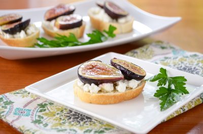 Roasted Fig Crostini with Goat Cheese and Honey