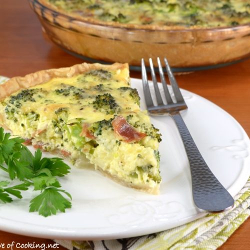 Broccoli, Extra Sharp Cheddar, and Bacon Quiche | For the Love of Cooking
