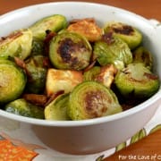 Roasted Brussels Sprouts with Bacon and Halloumi