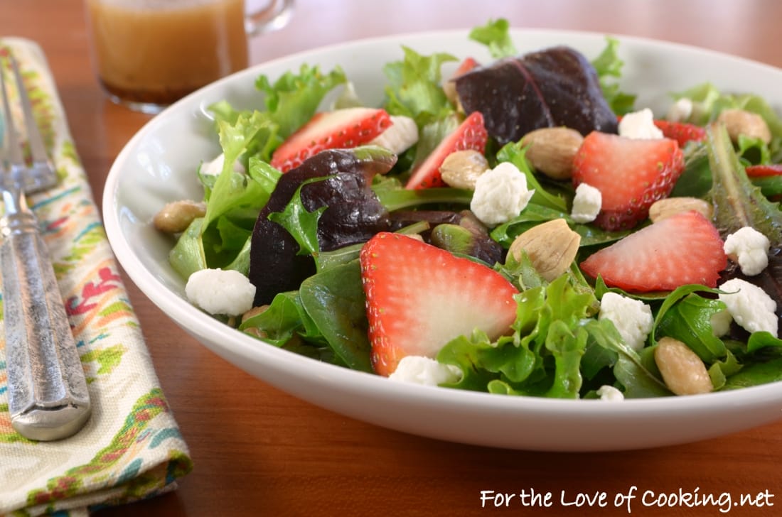 Mixed Greens with Strawberries, Goat Cheese, and Marcona Almonds