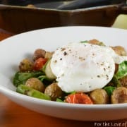 Roasted Veggie and Baby Potato Hash with a Poached Egg