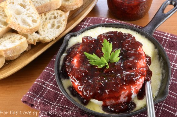 Baked Brie with Strawberry Jalapeno Jam