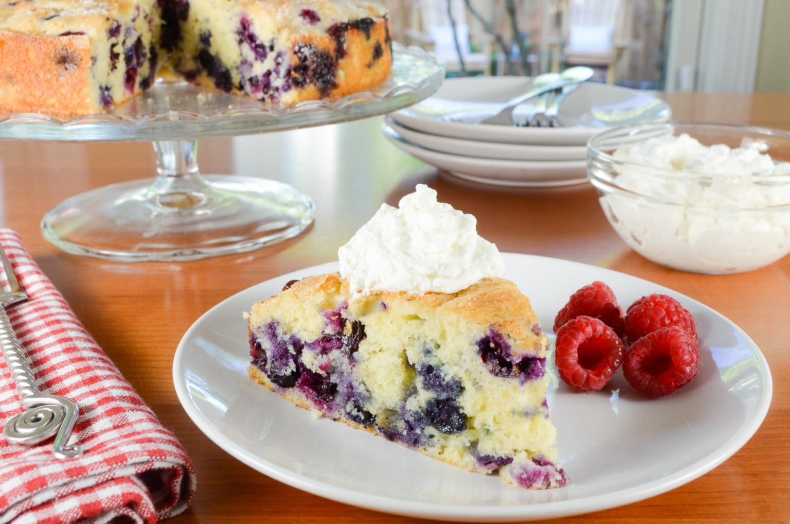Blueberry Cake with Lemon Whipped Cream | For the Love of Cooking