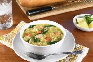 Lemon Chicken Orzo Soup with Spinach