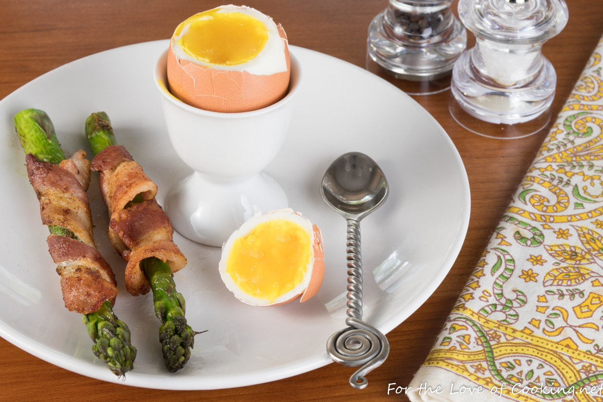 Soft Boiled Eggs with Bacon-Wrapped Asparagus Soldiers