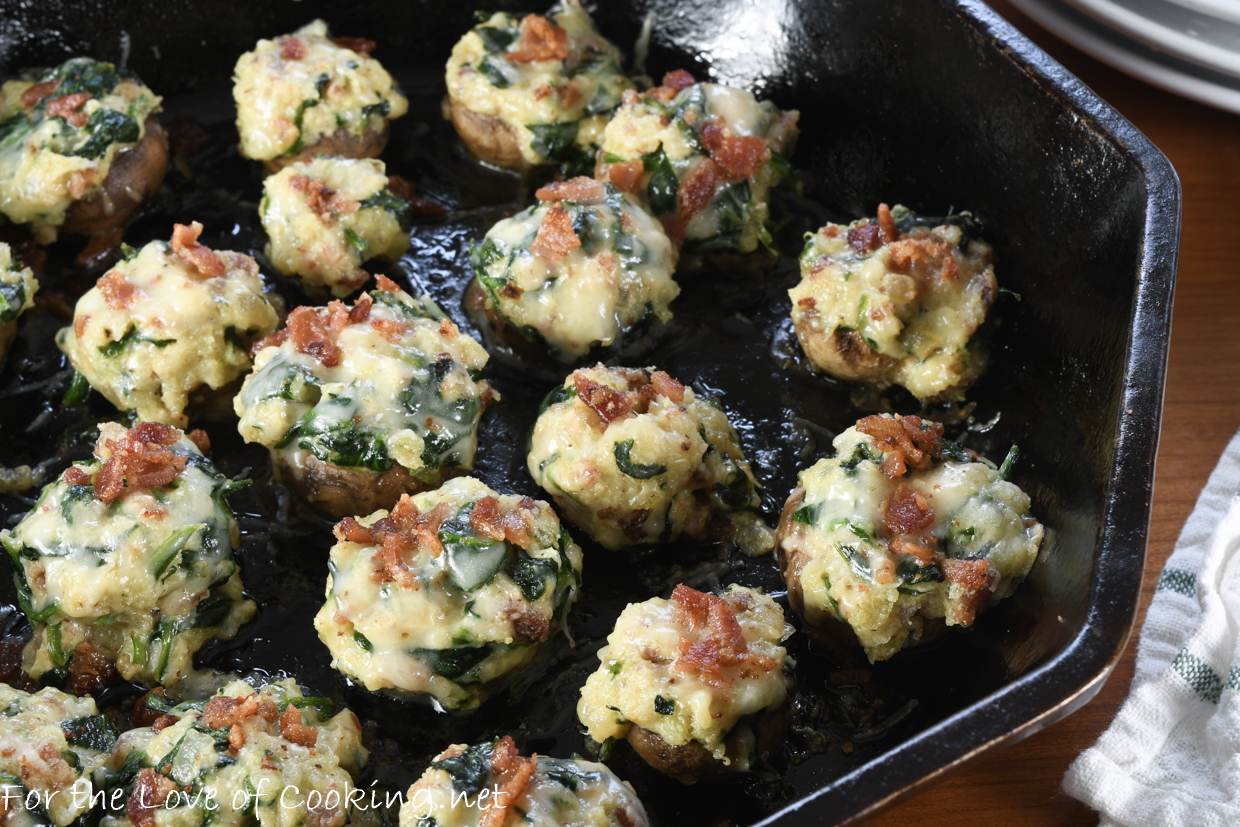 Cheesy Bacon & Spinach Stuffed Mushrooms