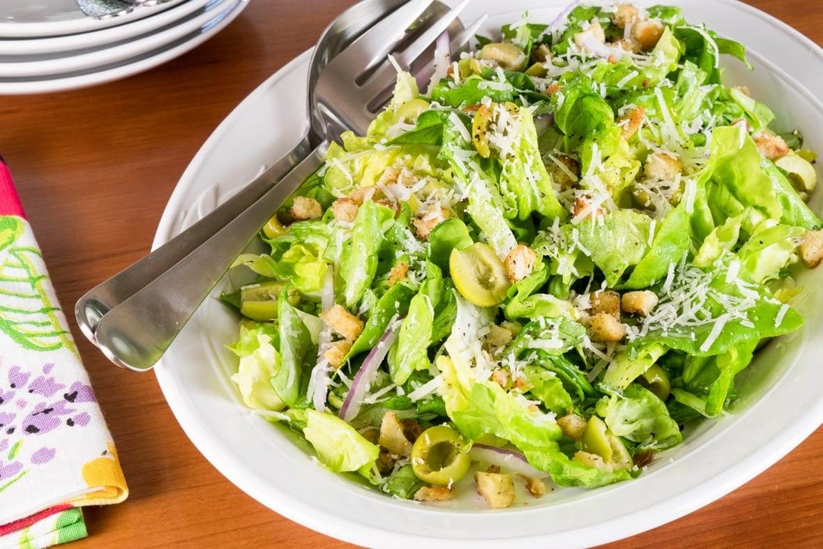 Butter Lettuce Salad with Castelvetrano Olives and Manchego