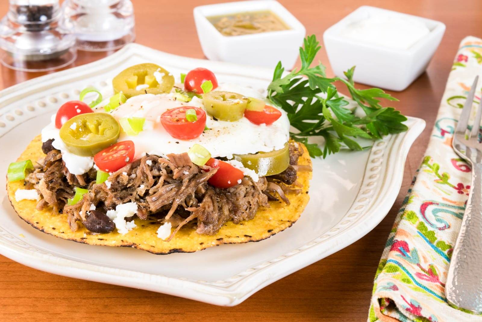 Pork Carnitas Breakfast Tostada