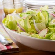 Butter Lettuce Salad with Avocado, Cucumber, and Pine nuts with a Lemon Vinaigrette
