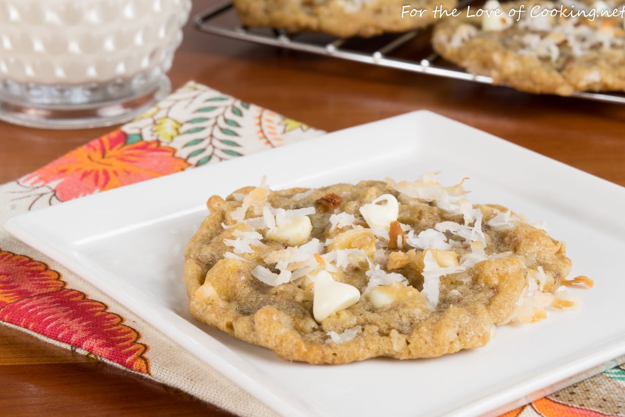 Toasted Coconut, White Chocolate, and Toffee Cookies