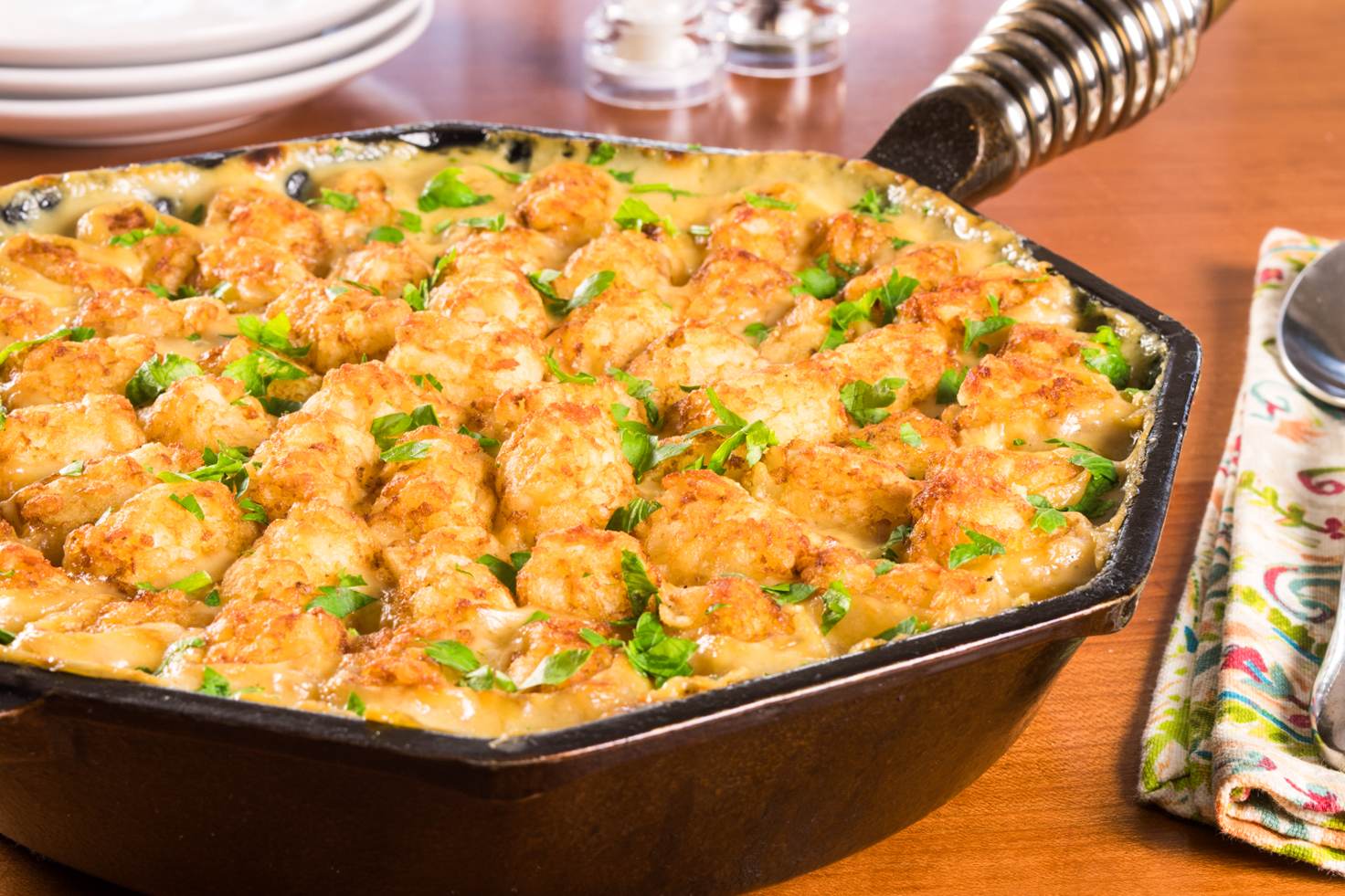 Skillet Tater Tot Chicken Pot Pie