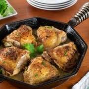 Roasted Lemon Pepper Herb Chicken Thighs with Lemon Wine Pan Sauce