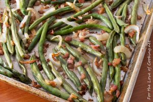 Roasted Green Beans with Bacon and Onion