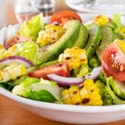 Summer Salad with Grilled Corn, Avocado, & Tomatoes with Buttermilk Ranch Dressing