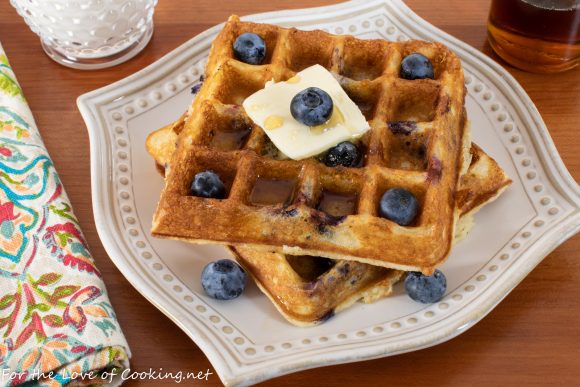 Blueberry Waffles | For the Love of Cooking
