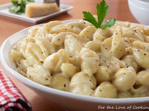 Creamy Garlic Parmesan Shells Pasta | For the Love of Cooking