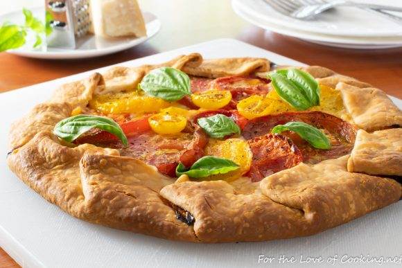 Heirloom Tomato Galette with Mozzarella and Fresh Basil