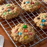 Chewy Oatmeal M&M Cookies