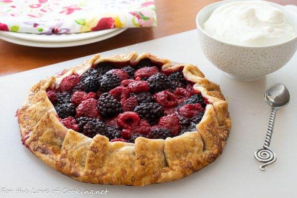 Raspberry and Blackberry Galette with Lemon Whipped Cream