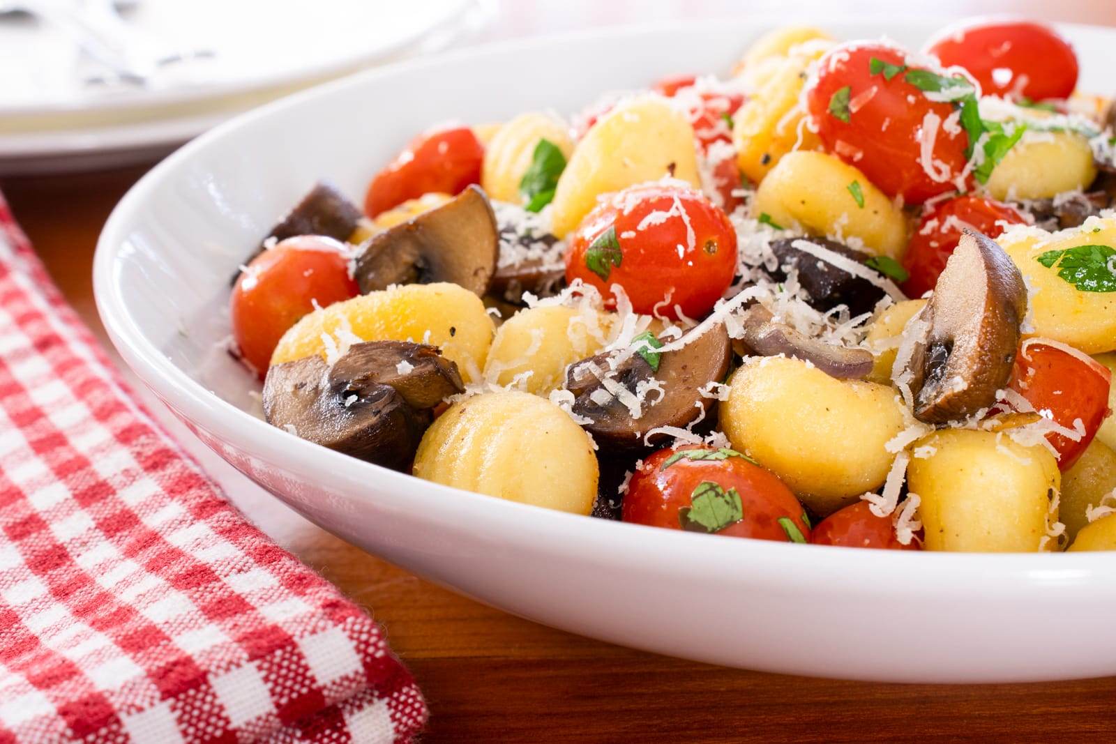 Garlic Butter Gnocchi with Roasted Mushrooms and Tomatoes