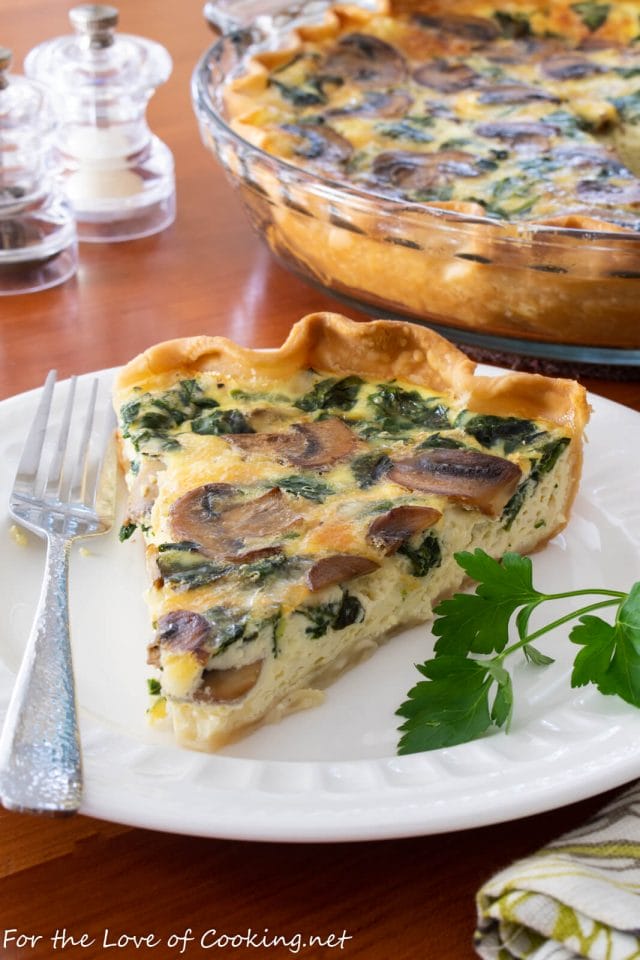 Mushroom and Spinach Quiche with Fontina | For the Love of Cooking