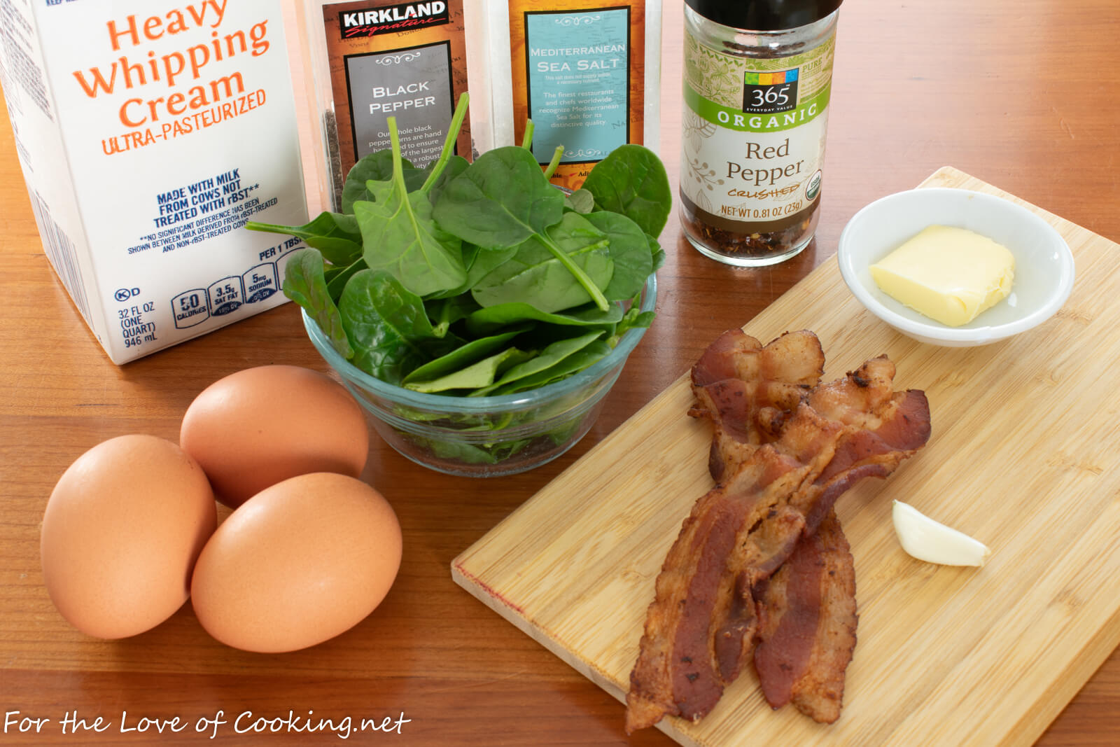 Coddled Eggs with Spinach and Bacon