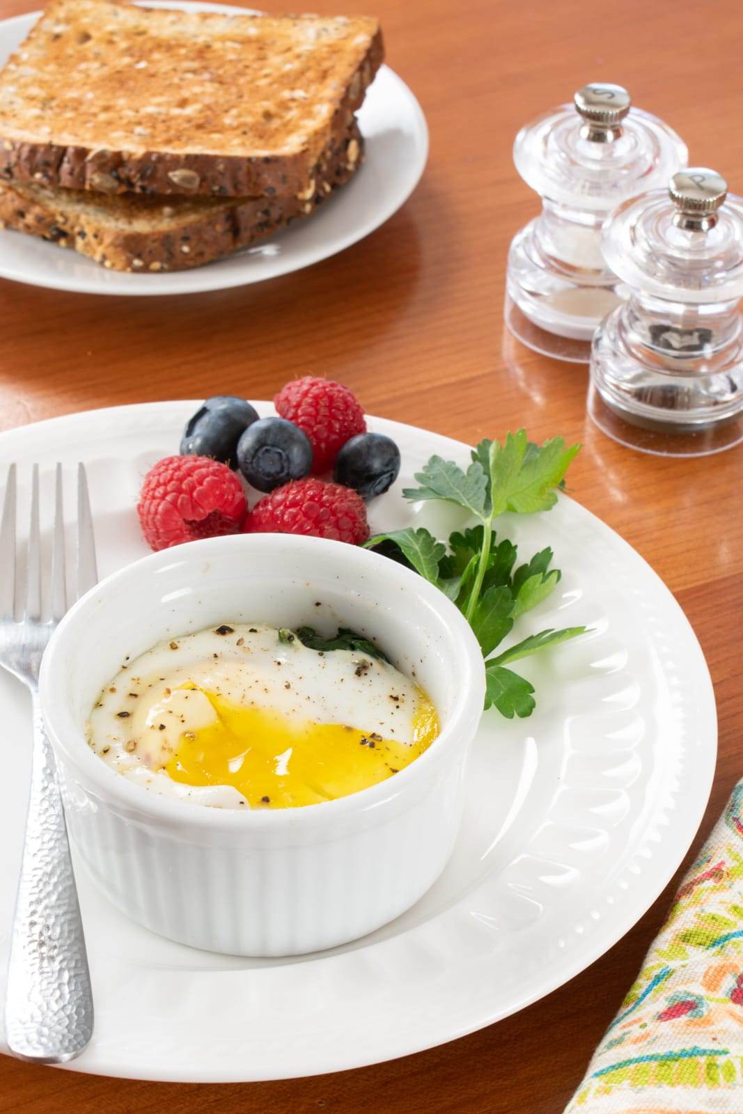 Coddled Eggs with Spinach and Bacon