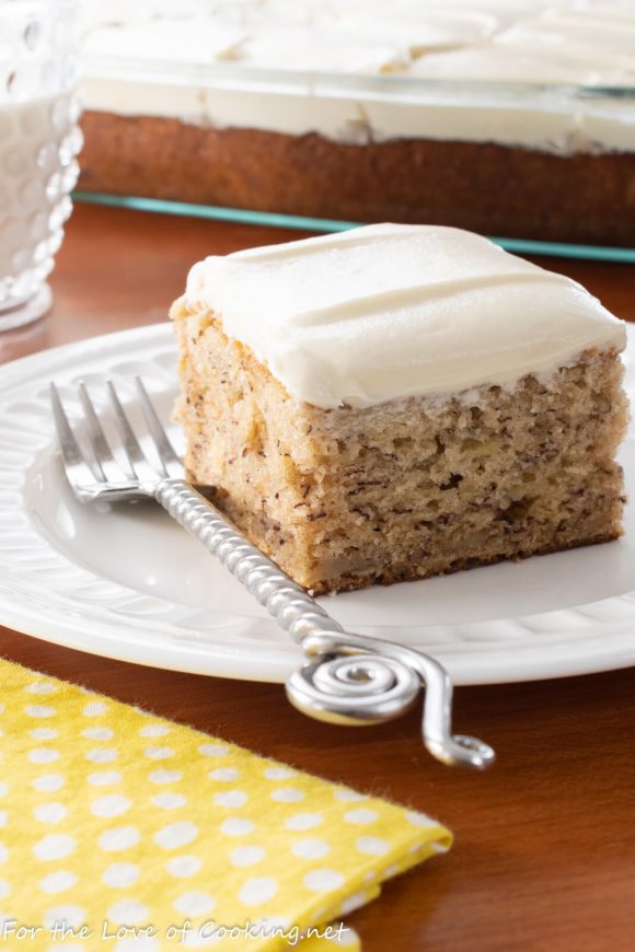 Banana Cake with Cream Cheese Frosting | For the Love of Cooking